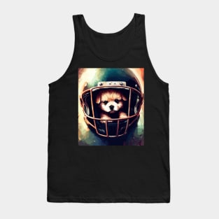 Cute dog puppy in football helmet Tank Top